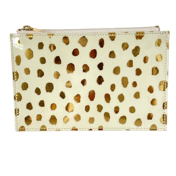 Kate Spade New York Flamingo Dot Gold Pencil Pouch - Picture 1 of 10